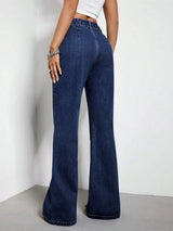 High Waist Bootcut Jeans with Pockets