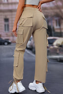 Elastic Waist Cargo Pants - Tan / XS